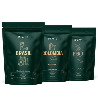 Pacote de degustação de grãos de café da América do Sul