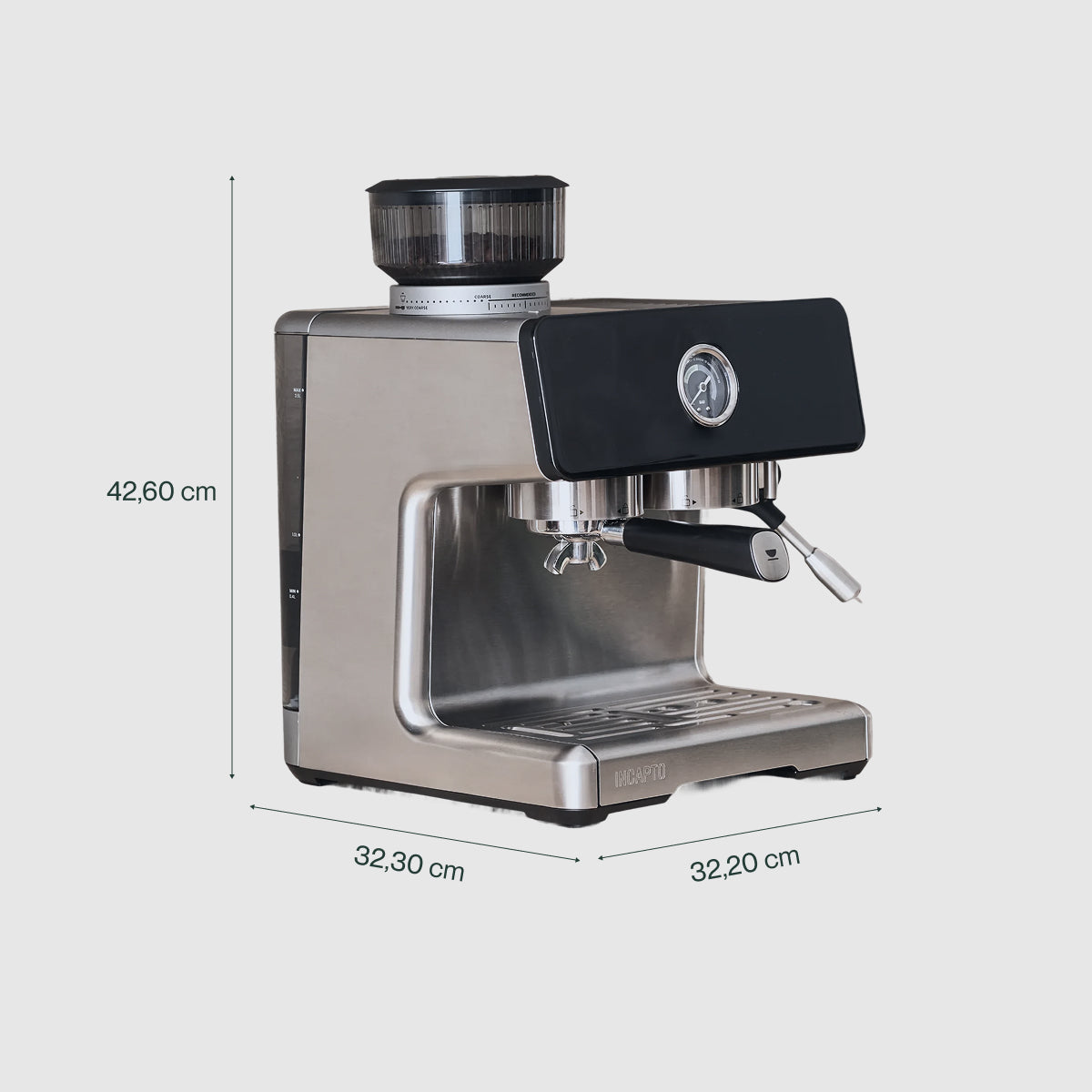 Mesures de la cafetera INCAPTO Sabi Metall