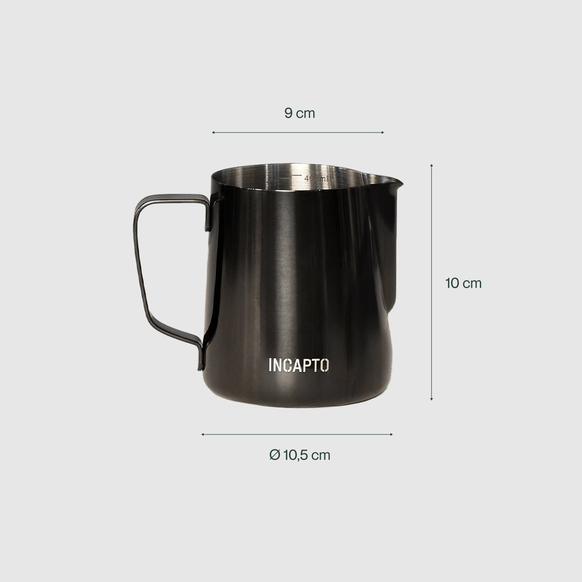 Infográfico com medidas da jarra de leite de 350 ml